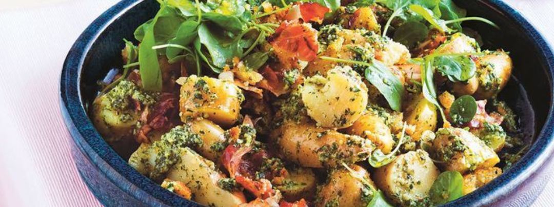 Potato Salad with Macadamia and Dill Pesto